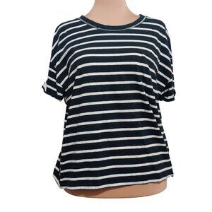 Free Assembly XXL Striped T-Shirt Black White Boxy Fit Soft Casual Cotton Tee